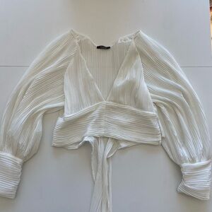 Elegant White Pleated Women's Top